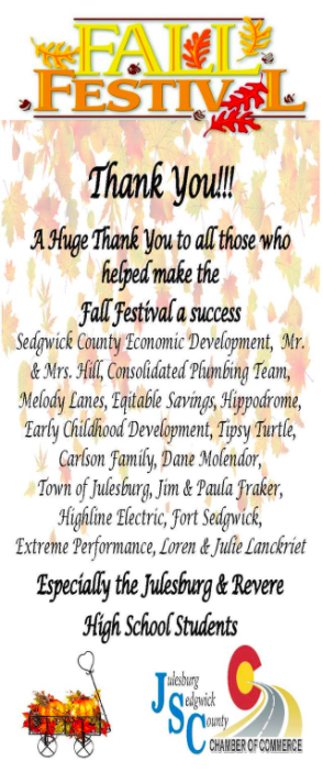 Fall Festival special thanks to the Julesburg Students.