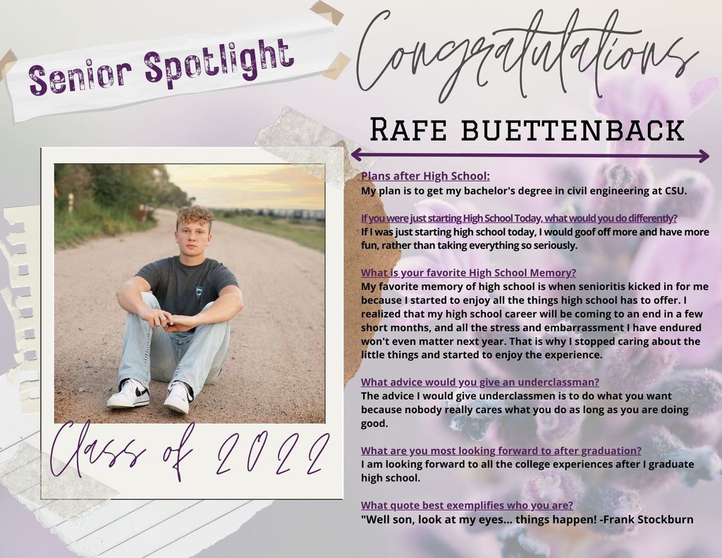 Rafe Buettenback - Senior Spotlight