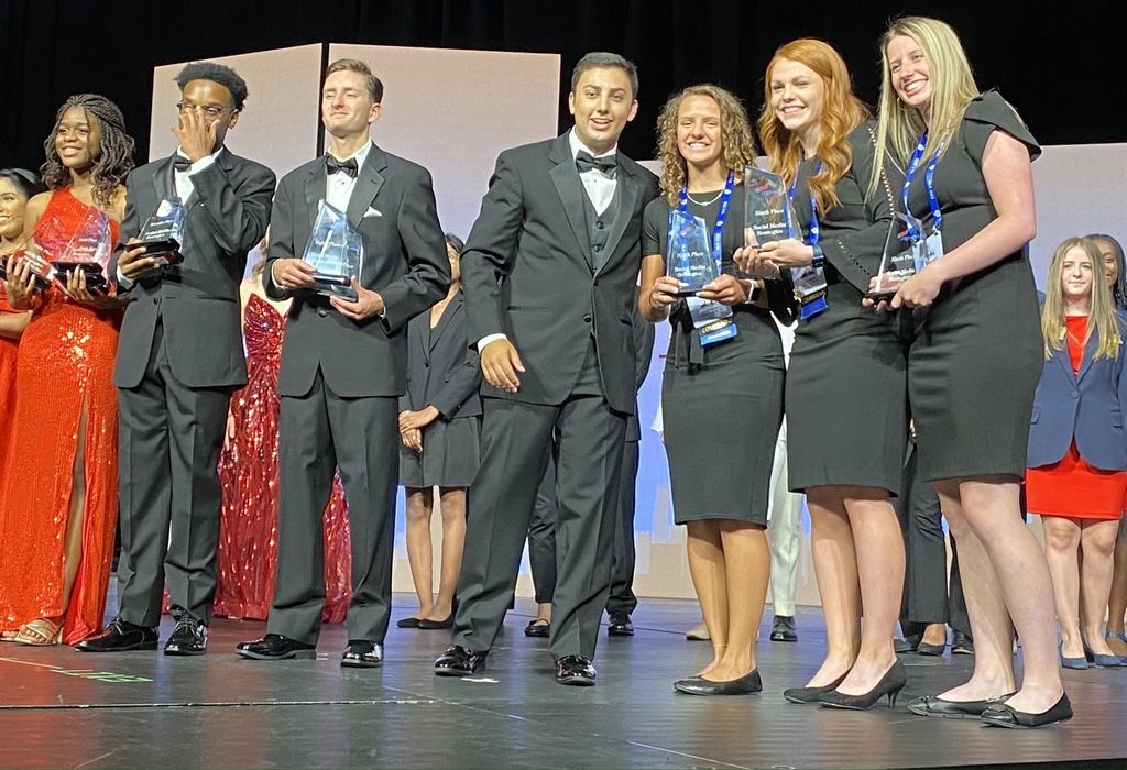 CONGRATULATIONS to the Julesburg High School FBLA Social Media Strategies Team; Emily Fowler, Kierra Ehnes, & Jensen Renquist for placing 9th at the National FBLA Competition this week in Chicago.  The national event started with 84 teams presenting in this category, the top two teams, in six different sessions were then selected to advance to the final rounds. This team presented for a second time in the finals and only 10 teams of the 12 advanced to stage to be recognized.   In this national competition they gave a presentation on the development of social media strategies that is to raise awareness and sales at a local restaurant using multiple social media platforms.  They featured our very own local favorite, D&J Café!!  Their strategies included: growing the brand, turning customers into advocates, driving sales or customer leads, and improving customer retention.  They researched social media platforms and implemented three that will reach the desired, targeted audience and they had 7 minutes to educate their panel of judges on their research, findings, and selection of the best social media strategies to fulfill the required four targeted areas.  A special thank you to The William Stretesky Foundation, The Lillis Foundation, and the Sedgwick County Rotary Club for their assistance in funding this team.  Way to represent Julesburg, Sedgwick County, and your state of Colorado ladies!!!  