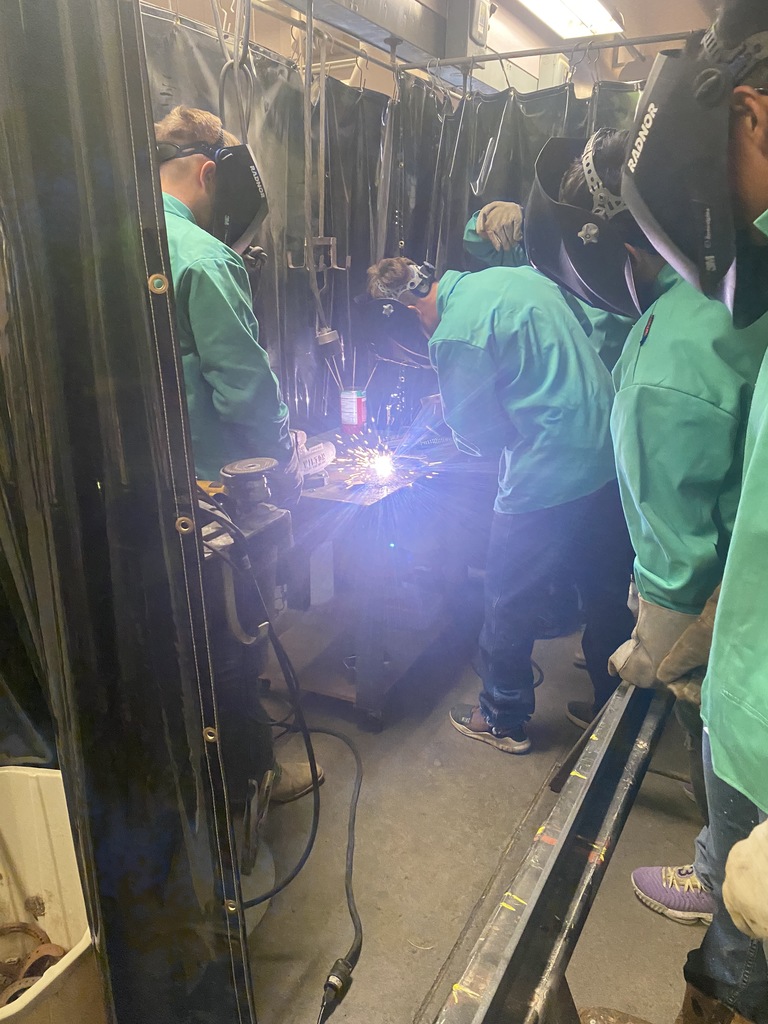 Ag Mechanic students are learning to stick and mig welding in class today.