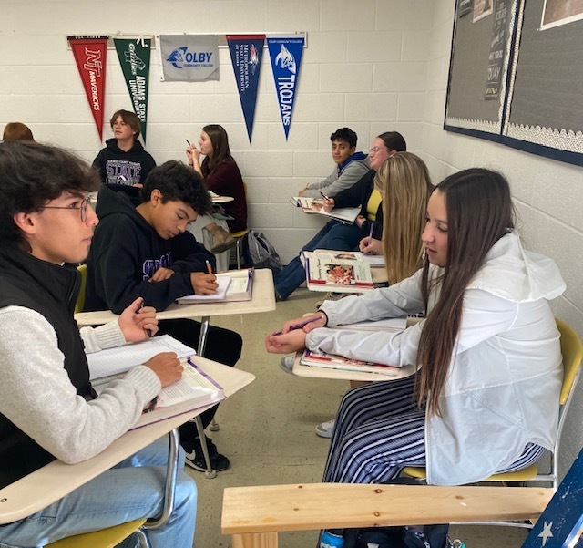 The Freshmen Life Skills Class pair up to share about making right / wrong choices, then they were to identify the character traits they want others to see in them.